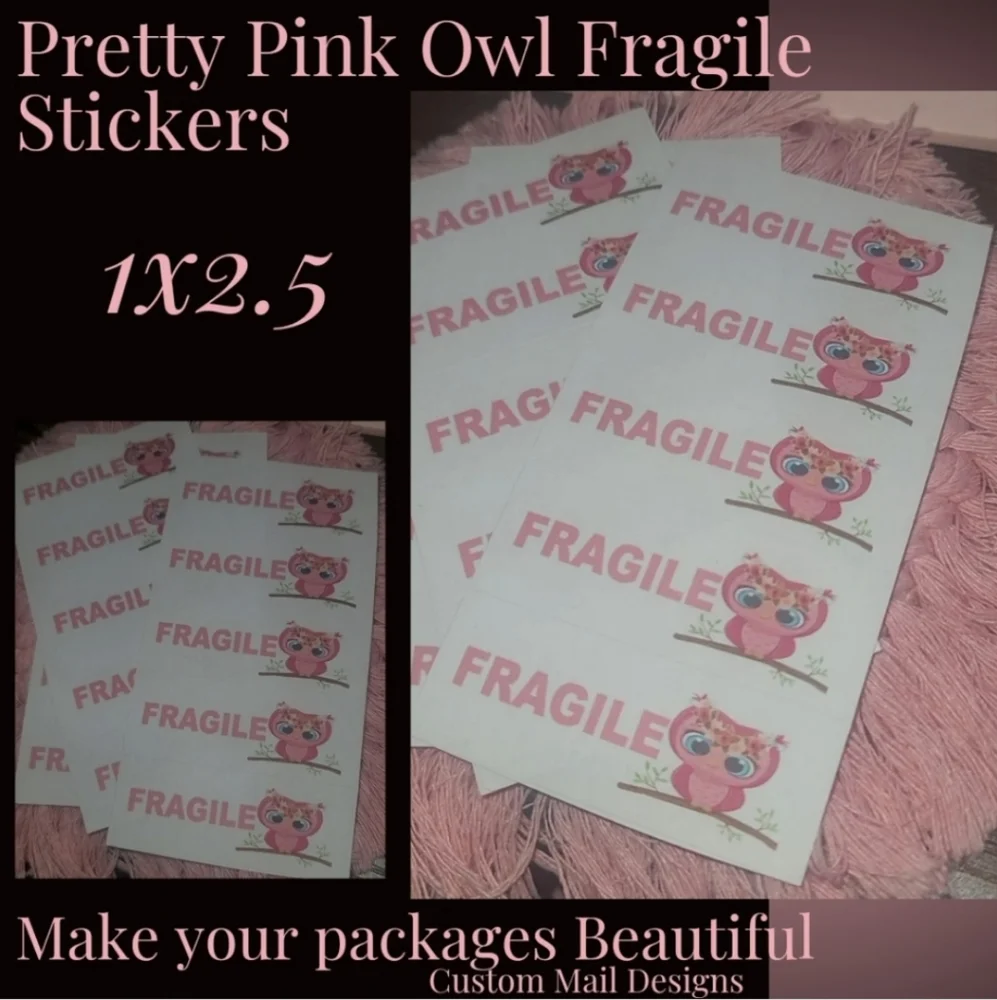 60 ct owl fragile stickers
